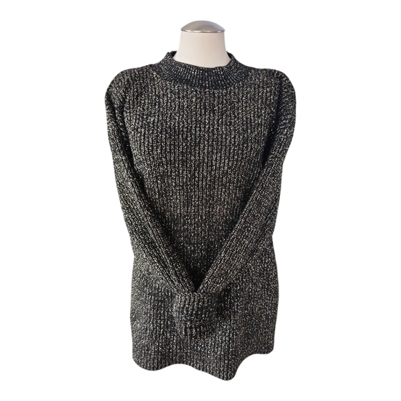 Vintage Carriage Court Metallic Knit Sweater Tunic Black Gold Made in USA - Picture 1 of 9